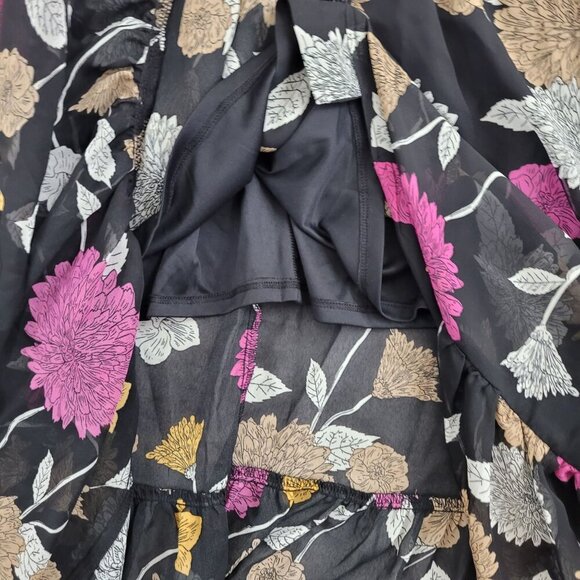 NWT Lane Bryant Womens Floral Maxi Dress Size 16 Black  Chiffon button up  JCT - Picture 7 of 10